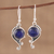 Lapis lazuli dangle earrings, 'Deep Sea Charm' - Handmade 925 Sterling Silver Lapis Lazuli Earrings India thumbail