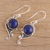 Lapis lazuli dangle earrings, 'Deep Sea Charm' - Handmade 925 Sterling Silver Lapis Lazuli Earrings India (image 2b) thumbail