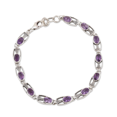 Handmade Sterling Silver and Amethyst Bracelet from India - Lavender ...