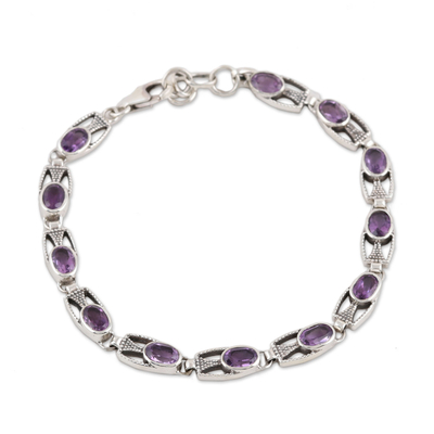 Handmade Sterling Silver and Amethyst Bracelet from India - Lavender ...