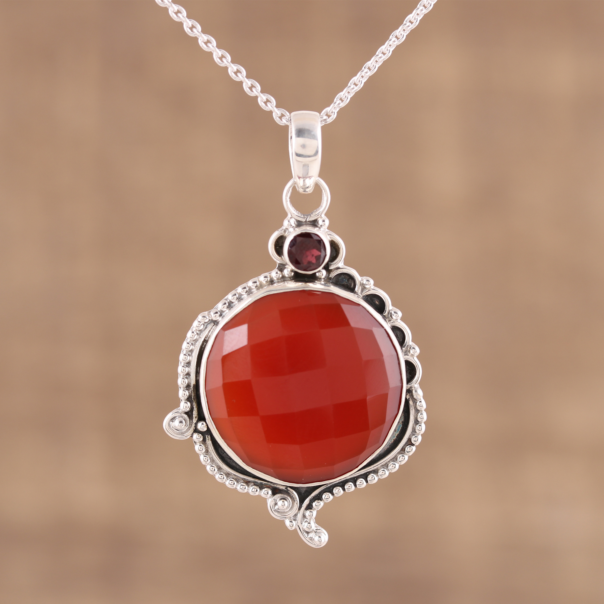 silver carnelian pendant