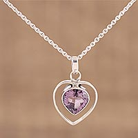 Amethyst pendant necklace, Shimmering Lilac
