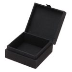 Cotton jewelry box, 'Midnight Blooms' - Handmade Black Cotton Beaded Jewelry Box from India