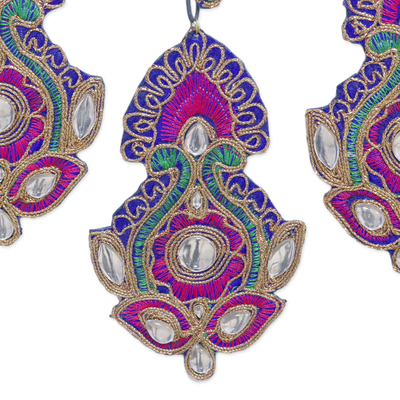 Set of 4 Glamorous Beaded Zari Embroidered Ornaments - Christmas Glam ...