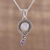 Rainbow moonstone and amethyst pendant necklace, 'Graceful Query' - Rainbow Moonstone and Amethyst Pendant Necklace from India