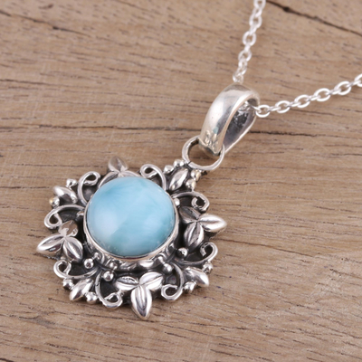 Larimar and Sterling Silver Pendant Necklace from India - Ethereal Eden ...
