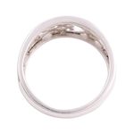 Sterling silver band ring, 'Amour Allure' - Sterling Silver Heart Motif Band Ring Handcrafted in India