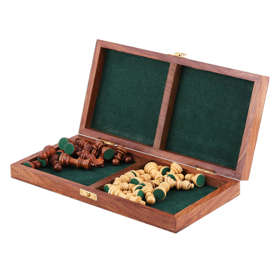 Ajedrez de madera, 'Masters' - Caja de almacenamiento convertible juego de ajedrez de madera de acacia haldu Babul