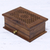 Wood jewelry box, 'Floral Dignity' - Handmade Floral Jali Acacia Wood Jewelry Box from India thumbail
