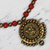 Collar colgante de cerámica - Collar de medallón de oro de señor ganesha de cerámica pintada a mano