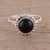 Onyx cocktail ring, 'Mystic Flower' - Handmade 925 Sterling Silver Onyx Cocktail Ring India