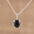 Onyx pendant necklace, 'Midnight Majesty' - 925 Sterling Silver Black Onyx Pendant Necklace from India