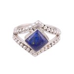 Lapis lazuli cocktail ring, 'Opulent Eye' - Handmade 925 Sterling Silver Lapis Lazuli Cocktail Ring