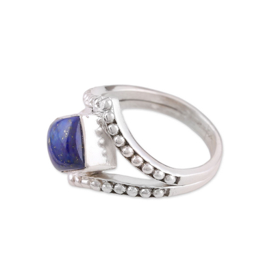 Lapis lazuli cocktail ring, 'Opulent Eye' - Handmade 925 Sterling Silver Lapis Lazuli Cocktail Ring