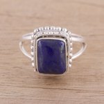 Lapis lazuli cocktail ring, 'Fancy Blue' - Handmade 925 Sterling Silver Lapis Lazuli Cocktail Ring
