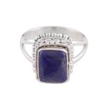 Lapis lazuli cocktail ring, 'Fancy Blue' - Handmade 925 Sterling Silver Lapis Lazuli Cocktail Ring