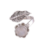 Rainbow moonstone wrap ring, 'Forever Natural' - Leaf-Shaped Rainbow Moonstone Wrap Ring from India