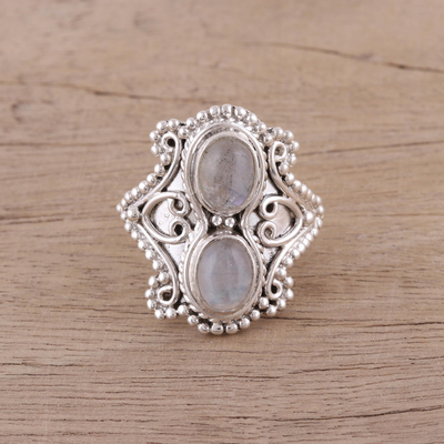 Rainbow moonstone cocktail ring, 'Undying Allure' - Oval Rainbow Moonstone Cocktail Ring from India