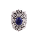 Lapis lazuli cocktail ring, 'Magnificent Swirls' - Artisan Crafted Lapis Lazuli Cocktail Ring from India