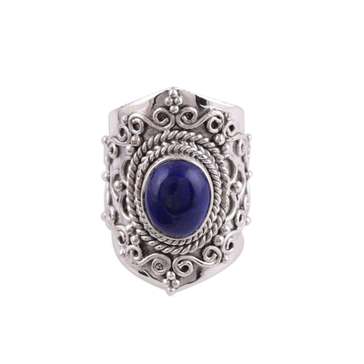 Artisan Crafted Lapis Lazuli Cocktail Ring from India