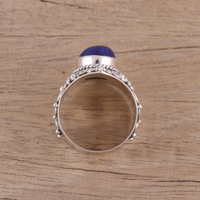 Lapis lazuli cocktail ring, 'Magnificent Swirls' - Artisan Crafted Lapis Lazuli Cocktail Ring from India