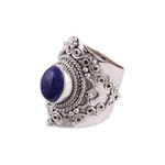 Lapis lazuli cocktail ring, 'Magnificent Swirls' - Artisan Crafted Lapis Lazuli Cocktail Ring from India