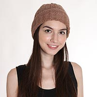 Wool blend hat, Knotted Beauty Ecru
