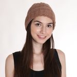 Wool blend hat, 'Knotted Beauty Ecru' - Hand-Knit Ecru Wool Blend Vertical Knots Hat from India