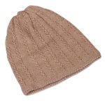 Wool blend hat, 'Knotted Beauty Ecru' - Hand-Knit Ecru Wool Blend Vertical Knots Hat from India