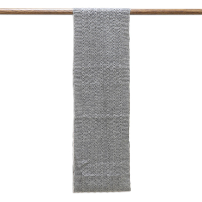 Wool blend infinity scarf, 'Graceful Grey' - Hand-Knit Grey Wool Blend Vertical Ribbed Infinity Scarf
