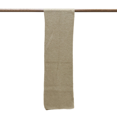 Schal aus Wollmischung - Handgestrickter Wickelschal aus ecrufarbener Himalaya-Wollmischung