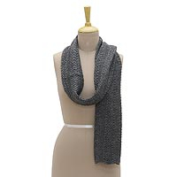 Wool blend scarf, 'Himalayan Cascade in Graphite' - Unisex Hand Knit Himalayan Graphite Grey Wool Blend Scarf