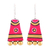 Ceramic dangle earrings, 'Tribal Mounds' - Red Ceramic Dangle Earrings Handcrafted in India