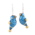 Terracotta dangle earrings, 'Dancing Sparrow' - Hand Crafted Terracotta Blue Bird Earrings from India (image 2a) thumbail