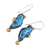 Terracotta dangle earrings, 'Dancing Sparrow' - Hand Crafted Terracotta Blue Bird Earrings from India (image 2c) thumbail