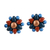 Ceramic button earrings, 'Delightful Flowers' - Flower-Shaped Ceramic Button Earrings Crafted in India