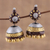 Pendientes colgantes de cerámica - Pendientes colgantes de cerámica en oro y plata de la India
