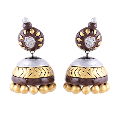 Ohrhänger aus Keramik - Ohrhänger aus Keramik in Gold und Silber aus Indien