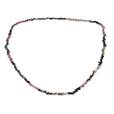 Halskette mit Turmalinperlen, 'Fragmentierte Schönheit'. - Turmalin-Perlenkette handgefertigt in Indien