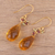 Gold plated gemstone earrings, 'Healthy, Wealthy & Wise' - Handmade 22k Gold Plated Sterling Silver Gemstone Earrings thumbail