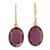 Gold plated amethyst dangle earrings, 'Royal Passion' - Handmade 22k Gold Plated Sterling Silver Amethyst Earrings