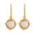 Gold plated rainbow moonstone and cultured pearl dangle earrings, 'White Harmony' - 22k Gold Plated Rainbow Moonstone Cultured Pearl Earrings