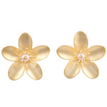 Gold plated cultured pearl button earrings, 'Golden Plume' - Cultured Pearl 22k Gold Plated Sterling Silver Earrings