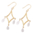 Vergoldete Quarz-Kronleuchter-Ohrringe - Kristallquarz-Ohrringe aus 22 Karat vergoldetem Sterlingsilber