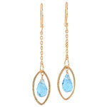 Gold plated blue topaz dangle earrings, 'Shining Eye' - Handmade Blue Topaz 22k Gold Plated Sterling Silver Earrings