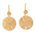 Gold plated sterling silver dangle earrings, 'Lustrous Discus' - Handmade 22k Gold Plated Sterling Silver Disc Shape Earrings (image 2a) thumbail