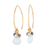 Gold plated chalcedony and lapis dangle earrings, 'Beautiful Grace' - Lapis and Chalcedony 22k Gold Plated 925 Silver Earrings