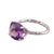 Rhodium plated amethyst single-stone ring, 'Fascinating Glamour' - Rhodium Plated Amethyst Single-Stone Ring from India