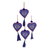 Perlenornamente, (4er-Set) - Set aus vier blauen Quasten-Perlen-Weihnachts-Herzornamenten