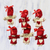 Ornamente aus Wollfilz, 'Festliche Puppen' (6er-Satz) - Sechs handgefertigte Wollpuppen-Ornamente mit Herzmotiv aus Indien